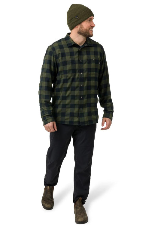 Flylow Porter Wool Shirt - Evergreen/Black Plaid - 093337415838