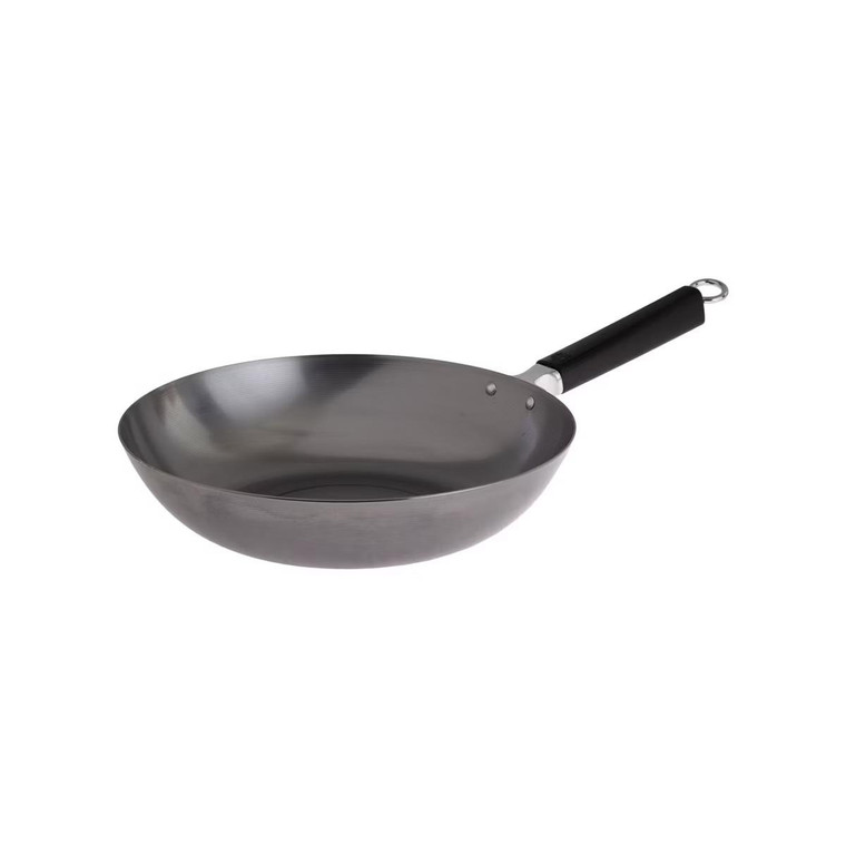 Escali Joyce Chen Professional Series 12-Inch Uncoated Carbon Steel Stir Fry Pan with Phenolic Handle - 048002220507
