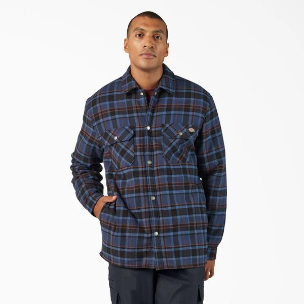 Dickies Water Repellent Fleece-Lined Flannel Shirt Jacket - Naval