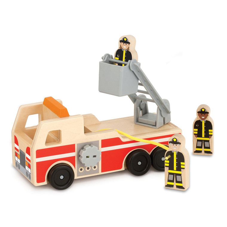 Melissa & Doug Classic Wooden Fire Truck Play Set - 000772093910