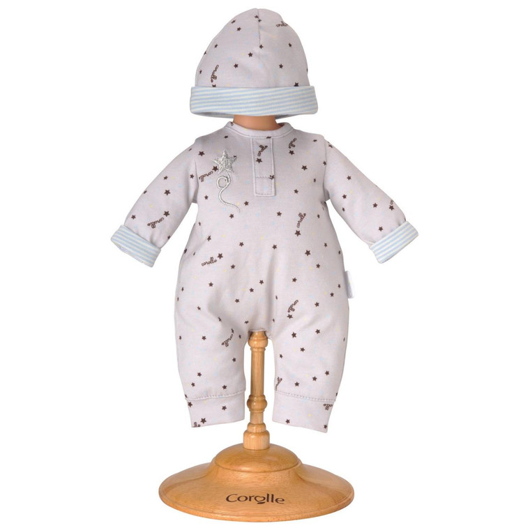 Corolle Grey Star Pajamas & Cap - 746775224448