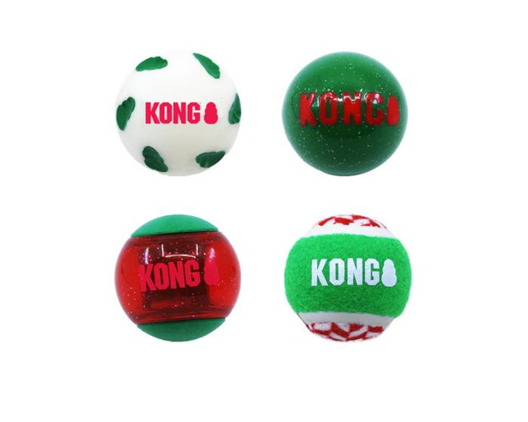 Kong Holiday Occasion Balls Medium 4 Pack - 035585514208