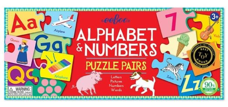 Eeboo Alphabet & Numbers Puzzle Pairs - 689196504105