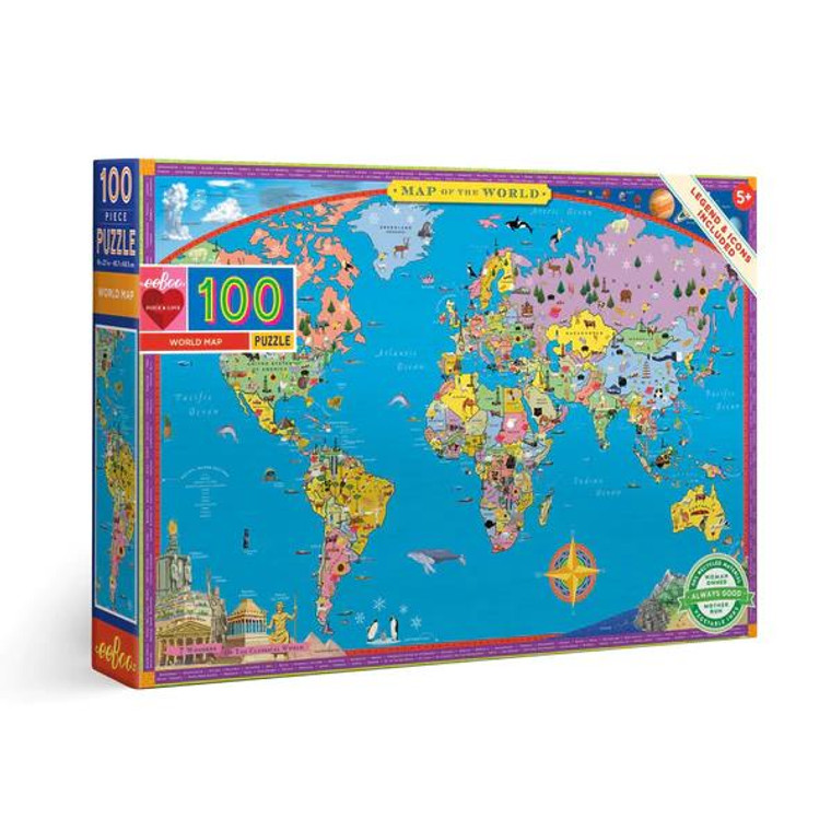 Eeboo World Map 100pc Puzzle - 689196504150