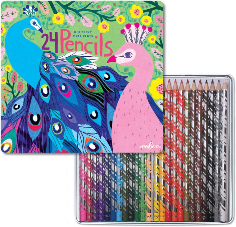 Eeboo Peacock 24 Color Pencils - 689196505669