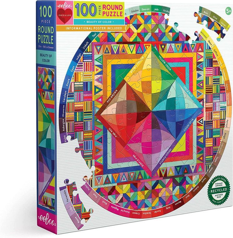 Eeboo Beauty Of Color 100 Pc Round Puzzle - 689196511844