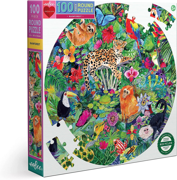 Eeboo Rainforest 100 Pc Round Puzzle - 689196511851