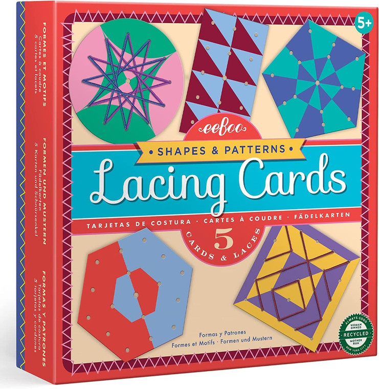 Eeboo Shapes & Patterns Lacing Cards - 689196513350