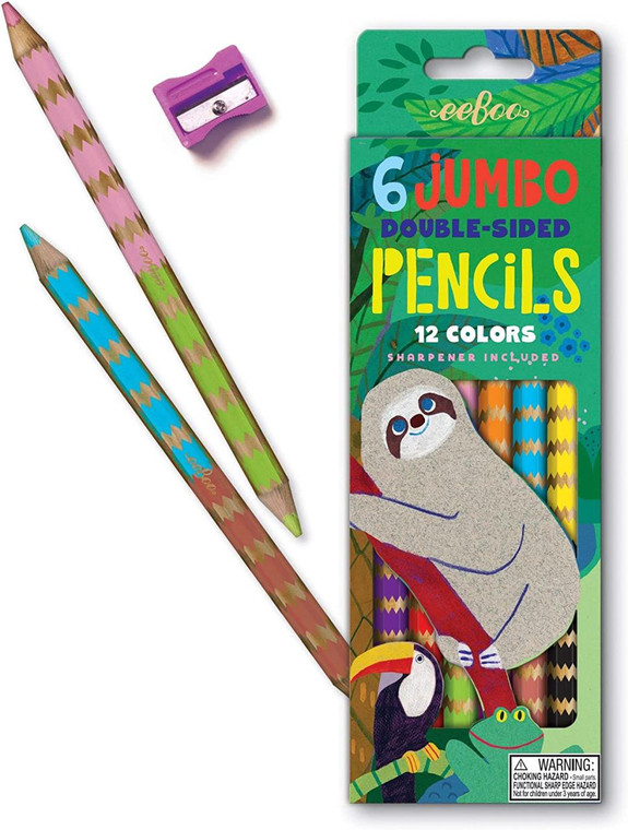 Eeboo Sloth Jumbo Double Sided Color Pencils - 689196508301