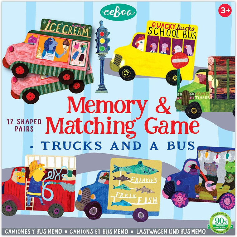 Eeboo Trucks And Bus Memory & Matching Game - 689196508462