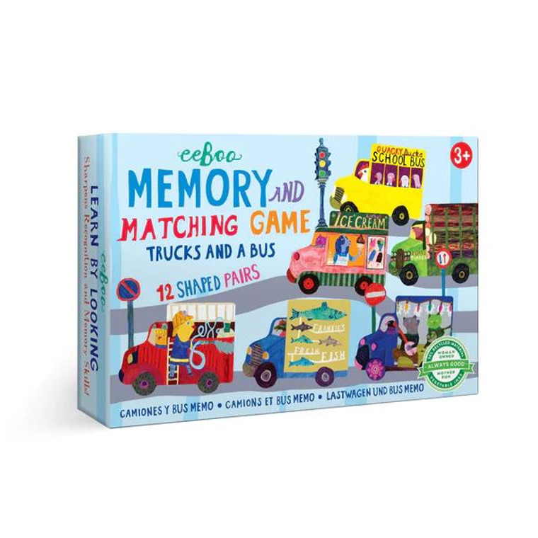 Eeboo Trucks & Bus Shaped Memory & Matching Game - 689196510960