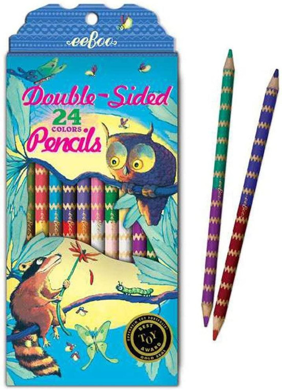 Eeboo Raccoon And Owl Double Sided Colored Pencils - 689196981821