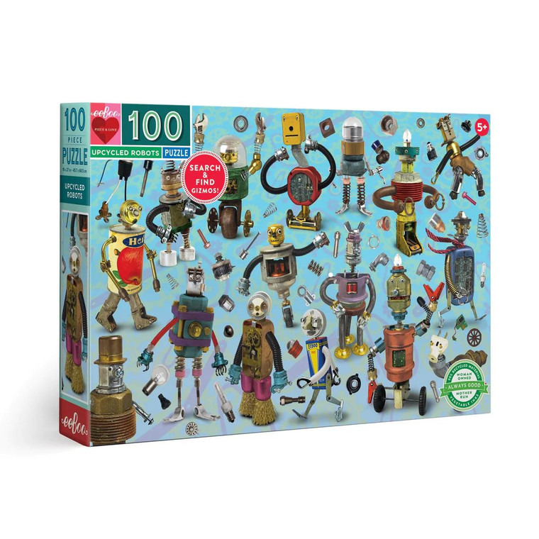 Eeboo Upcycled Robots 100 Piece Puzzle - 689196510793