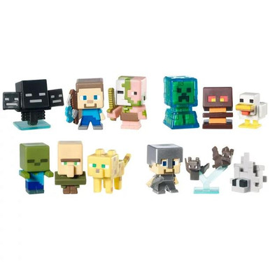 Mattel Minecraft Multi-Pack 2 - Mini Figure Iron Golem E Villager Con Teste Giganti E Accessori - 2