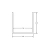 Diagram Line Drawing Dimensions of Extruded Aluminum Hardware Anodized Finish Channel 3" Wide x 3" High x 2.750" Inside Width
