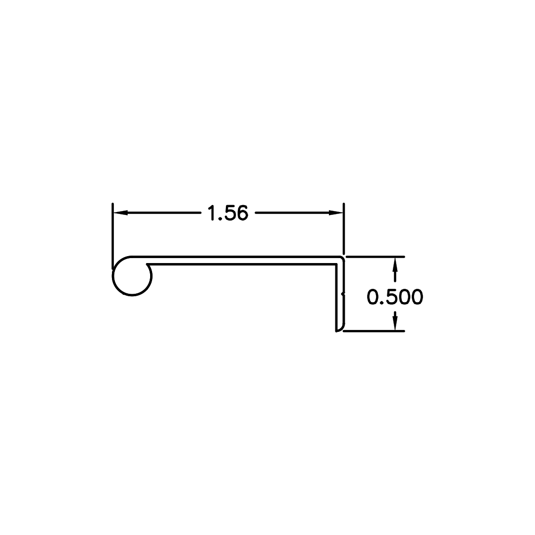 Pull Handle - Angled Bulb Flat Tab - Fits 3/4
