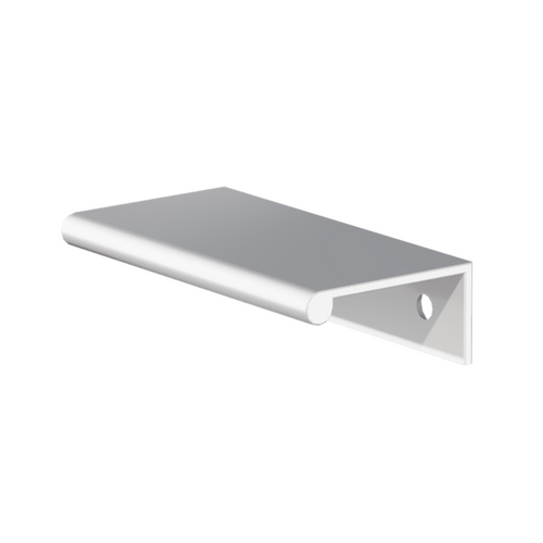 Illustration of Aluminum Hardware Tab Drawer Pull PTD63 in Bright Chrome Finish installed on drawer