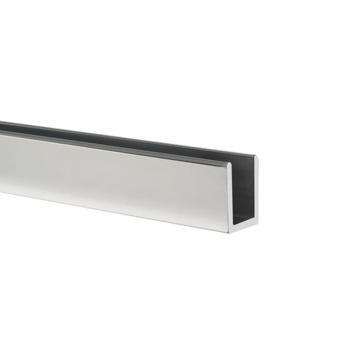Shower U-Channel Deep 3/8" - DSUC64375BDC illustration of Extruded Aluminum Hardware in Bright Dip Chrome Finish