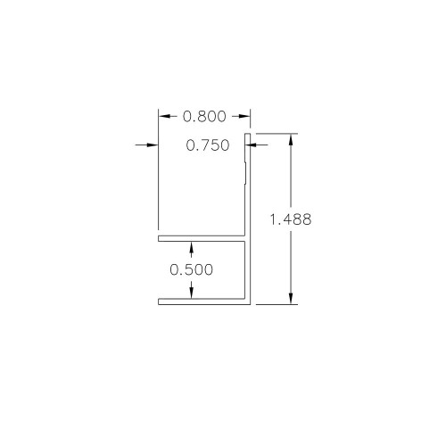 Aluminum Millwork F Reveal Trim – 1/2