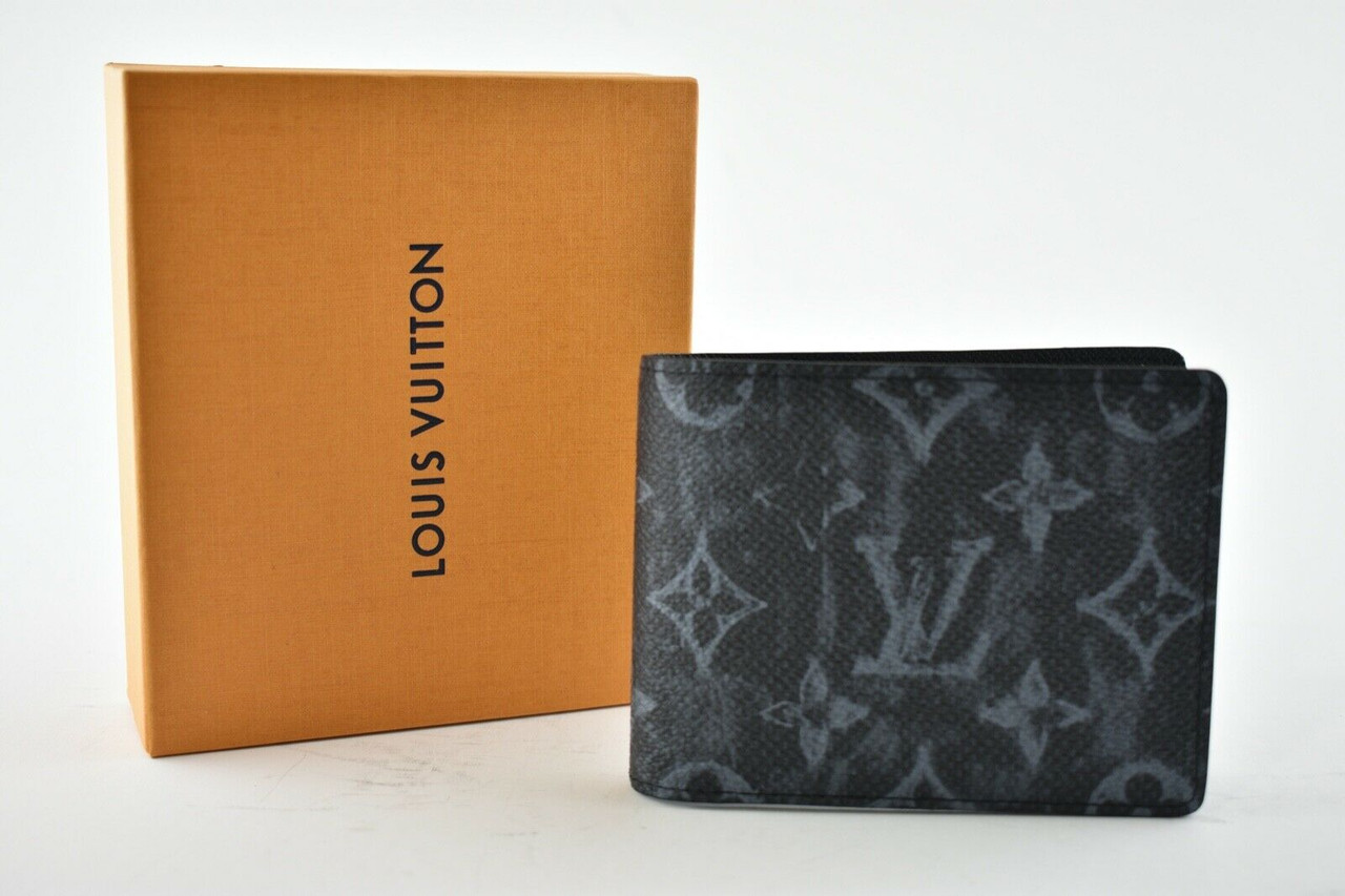 Louis Vuitton LV Monogram Pastel Noir Black Blue Canvas Logo Bifold Wallet
