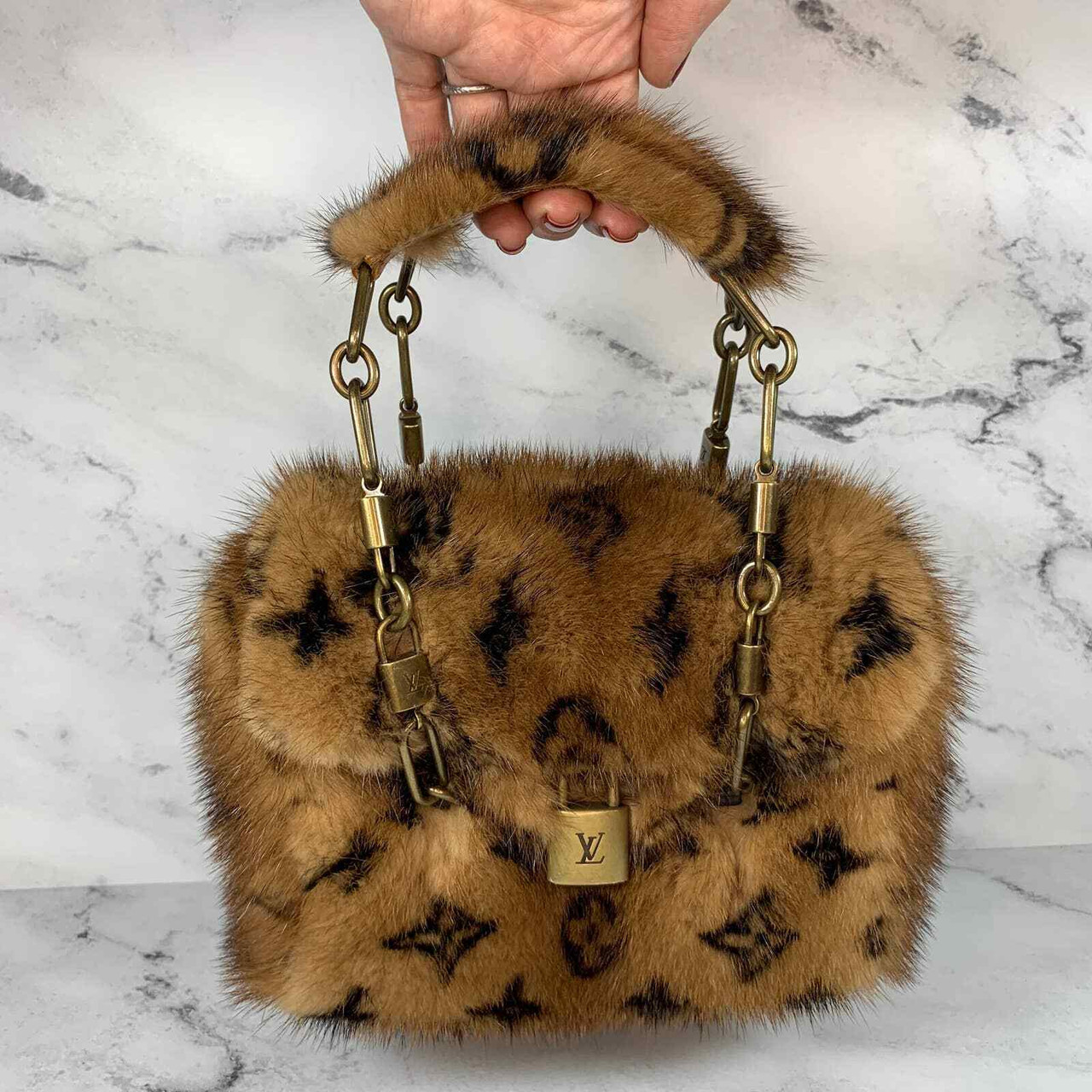 Louis Vuitton, Bags, Louis Vuitton Mink Bag Monogram Les Extraordinnaires  Vision Le Fableux Fur Tote