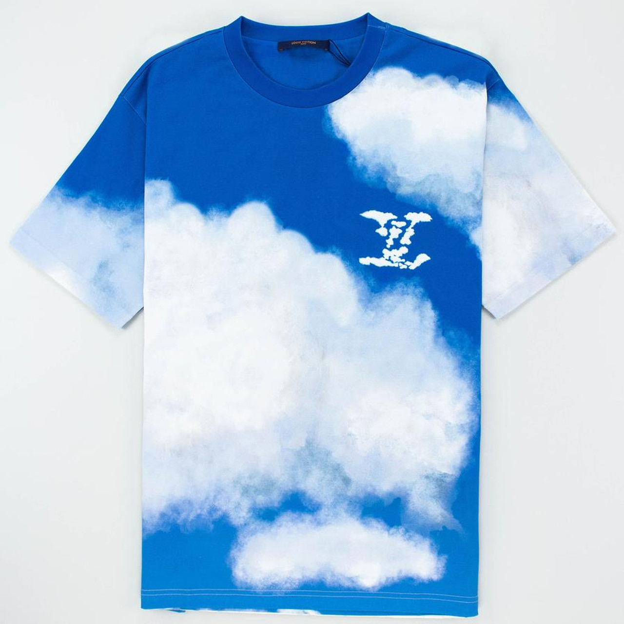 LOUIS VUITTON Cloud Logo T-Shirt XL Blue Authentic Men Used from Japan