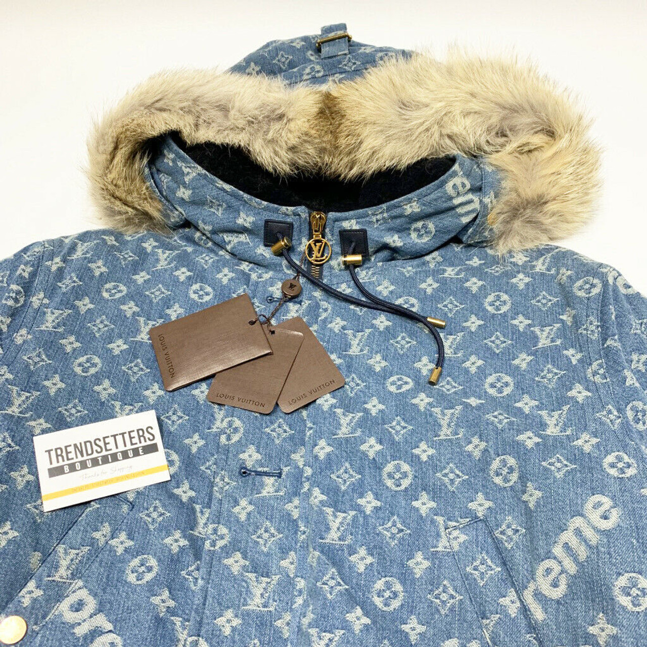 Supreme x Louis Vuitton Jacquard Denim Parka Jacket – Crepslocker