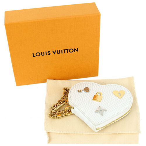 Auth LOUIS VUITTON Porto Monet cool Monogram Love lock limited Key pouch White