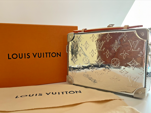 Louis Vuitton Handle Trunk Monogram Mirror Silver Bag Authentic LV Brand New