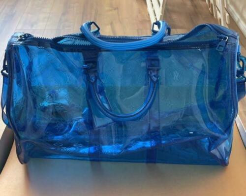 Louis Vuitton Virgil Keepall 50 Travel Bag M53272 Blue Monogram Crossbody LV New