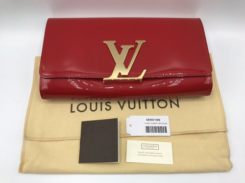 LOUIS VUITTON LOUISE EW RED PATENT LEATHER CLUTCH BAG M90199 AUTHENTIC NEW