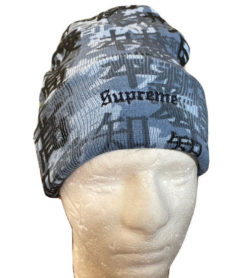 SUPREME KANJI CAMO BEANIE BLUE OS FW21 WEEK 6 BRAND NEW AUTHENTIC (IN HAND)