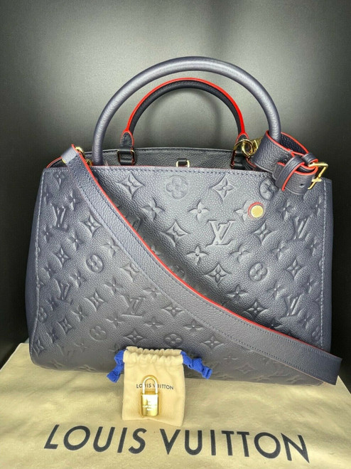Louis Vuitton Montaigne MM Handbag Blue Red Monogram Shoulder Bag M42746