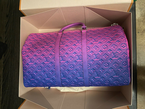Louis Vuitton Virgil Keepall 50 Travel Bag L Monogram Hand Gradient Abloh Pink