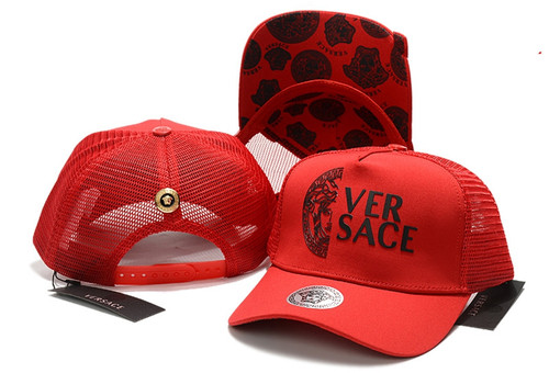 New Fashion 2022 Versace Medusa Baseball Cap (Red with Black Logo)