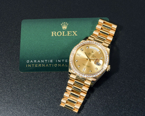 Rolex Day-Date 128348RBR 36 mm 18K Yellow Gold and Diamonds Self-winding Watch