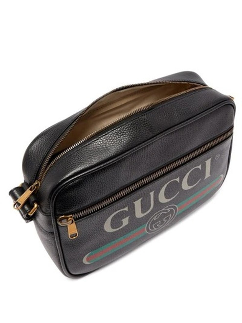 GUCCI LOGO PRINT LEATHER MESSENGER BLACK BAG,or you will get a full refund ,please don't worry