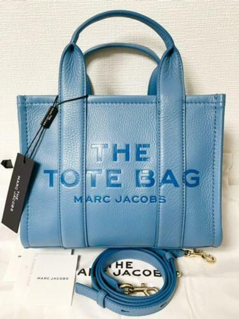 MARC JACOBS THE LEATHER MINI TOTE BAG BARRIER REEF Blue