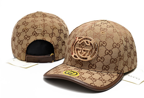 Brown Gucci Double gucci Monogram Logo Baseball Cap