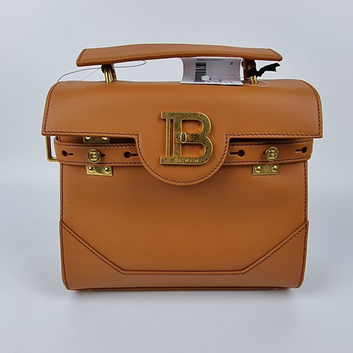 Balmain B-Buzz 23 Caramel Leather Shoulder Bag New