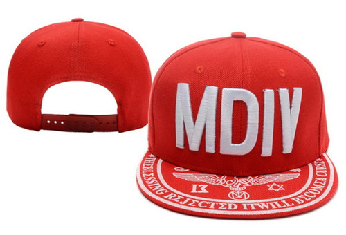 Red MDIV Snapback Hat with White Logo