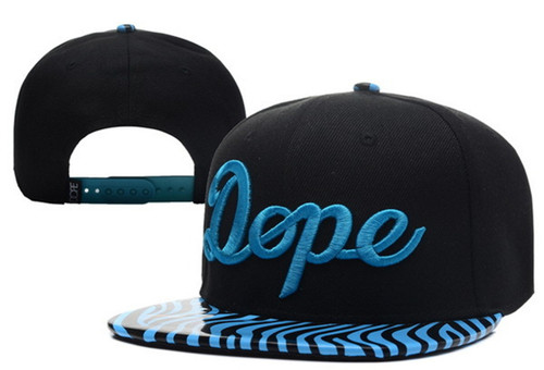 Black with Blue Logo DOPE Snapback Cap with Blue Brim