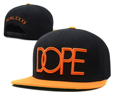 Black DOPE Snapback Hat with Orange Logo