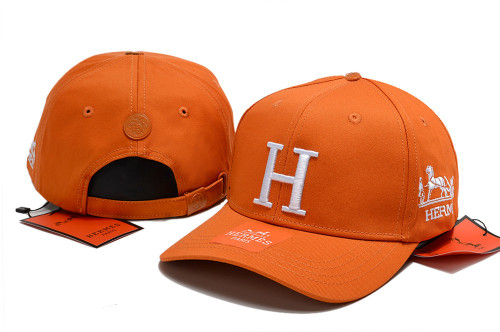 Auth RARE Hermes Leather Luxury Classic Baseball Cap Hat Orange