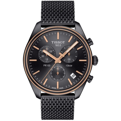 Tissot PR 100 Mens Black Mesh Rose Chronograph Swiss Watch T101.417.23.061.00
