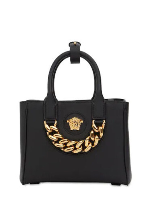 Versace Mini La Medusa Black Leather Chain Tote Bag New