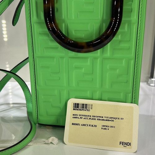 fendi Mini Sunshine Shopper bag made of green leather Bag