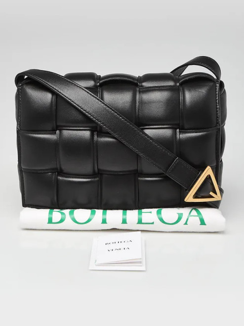 BOTTEGA VENETA Black Nappa Leather Maxi Weave Padded Cassette Bag