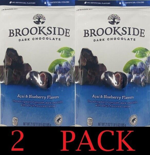 2x Brookside Dark Chocolate ACAI & BLUEBERRY FLAVORS 21 Oz Bag - 2 PACK