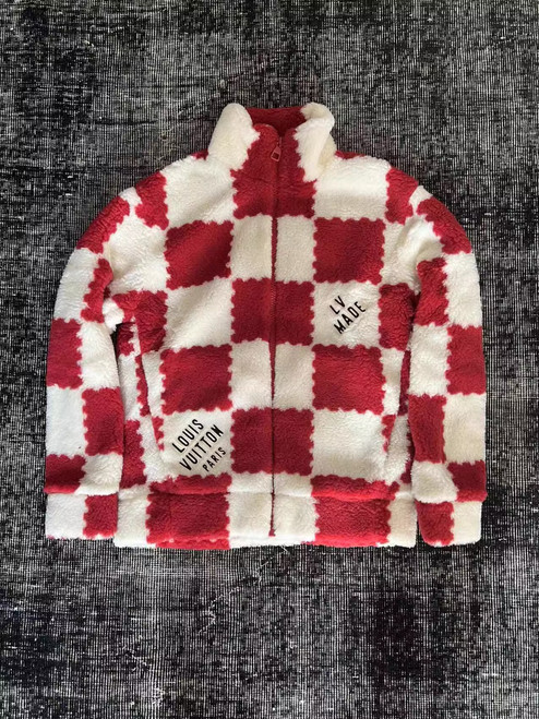 Louis Vuitton nigo collaboration series checkerboard sherpa teddy jacket